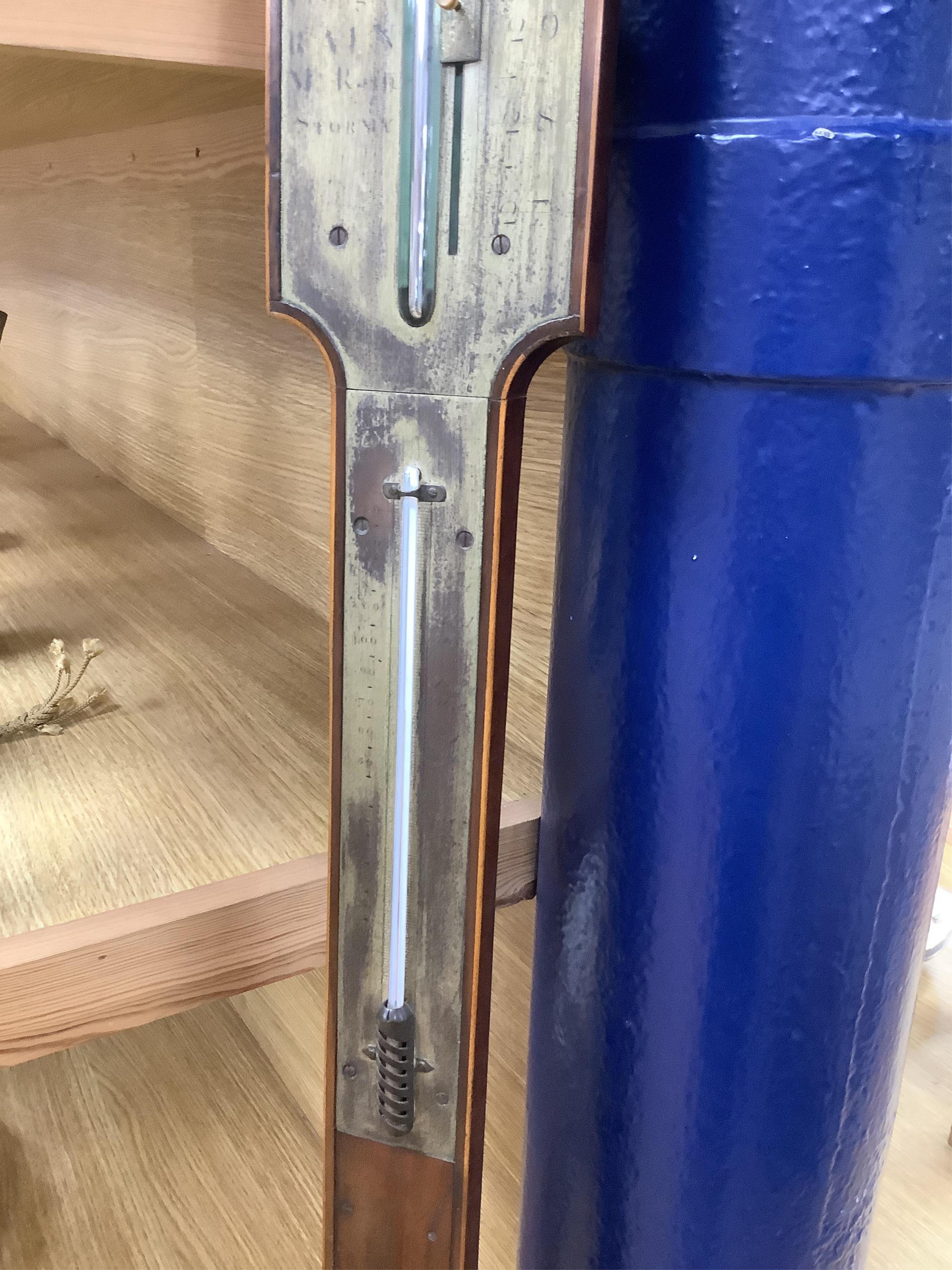 Three 19th century inlaid stick barometers to include one inscribed J. Cetti, London - some damage